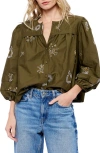 Ciebon Liliane Embroidered Cotton Top In Green