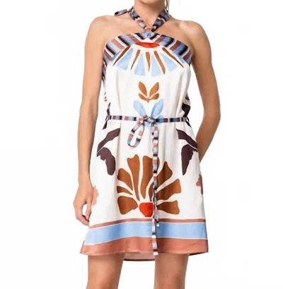 Ciebon Lio Cross Neck Halter Mini Dress In Multi In White