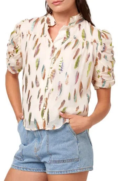 Ciebon Lissa Printed Button-up Shirt In White