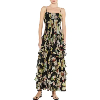 Ciebon Loiselle Floral Ruffle Maxi Dress In Black