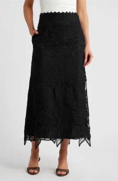 Ciebon Lori Lace Midi Skirt In Black
