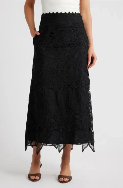 Ciebon Lori Lace Midi Skirt In Blue