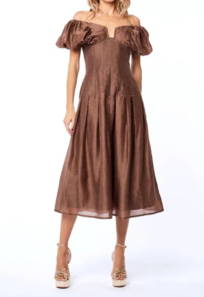 Ciebon Lottie Midi Dress In Brown