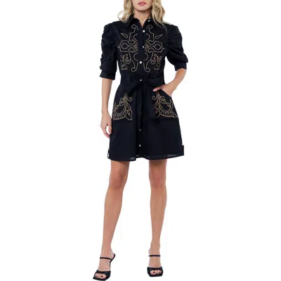 Ciebon Lucy Embroidered Minidress In Black