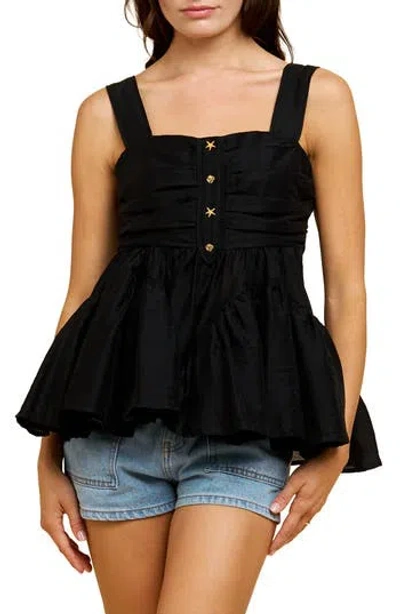 Ciebon Luna Peplum Tank In Black