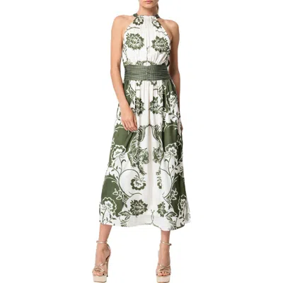 Ciebon Lyna Print Sleeveless Maxi Dress In Green Multi