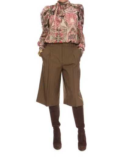 Ciebon Lynn Printed Metallic Blouse In Burgundy In Brown