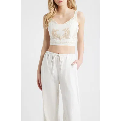 Ciebon Lyra Embroidered Cotton Crop Top In White
