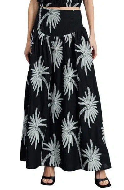 Ciebon Maeve Print Maxi Skirt In Black