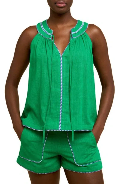 Ciebon Margot Tie Neck Sleeveless Top In Green