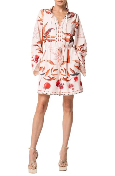 Ciebon Mariam Print Long Sleeve Dress In Pink Multi
