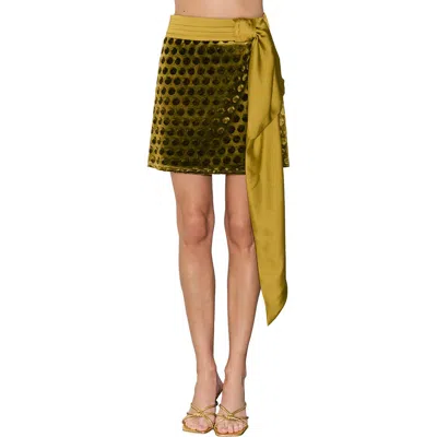 Ciebon Marla Burnout Velvet Miniskirt In Green