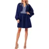 Ciebon Martina Long Sleeve Minidress In Navy