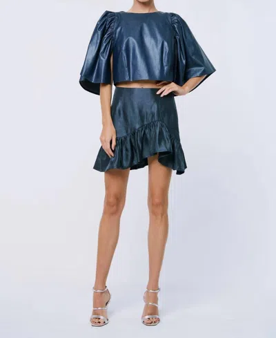 Ciebon Metallic Mirage Top In Denim In Multi