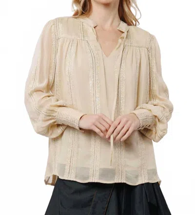 Ciebon Metallic V Neck Blouse In Cream In Neutral