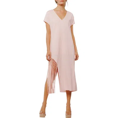 Ciebon Mikella Macramé Fringe Hem Midi Dress In Pink
