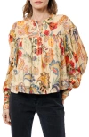 Ciebon Milena Metallic Balloon Sleeve Top In Multi