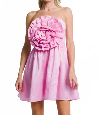 Ciebon Mischa 3d Flower Strapless Dress In Pink