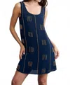 Ciebon Misellia Wood Beaded Tank Mini Dress In Blue In Blue