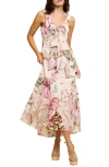Ciebon Miyui Floral Print Sleeveless Maxi Dress In Light Pink Multi