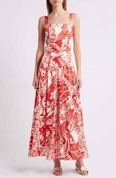 Ciebon Nenette Floral Maxi Dress In Red Multi