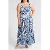 Ciebon Nenette Floral Print Sleeveless Maxi Dress In Navy Multi