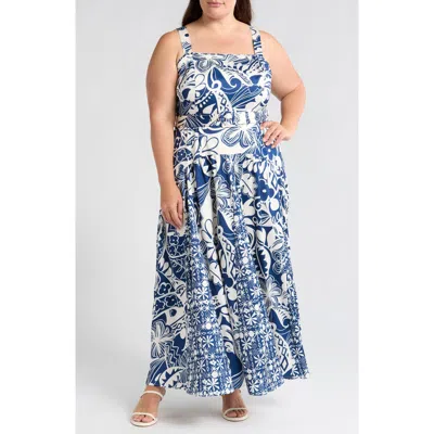 Ciebon Nenette Floral Print Sleeveless Maxi Dress In Navy Multi