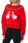 Ciebon Neve Jacquard Sweater In Red