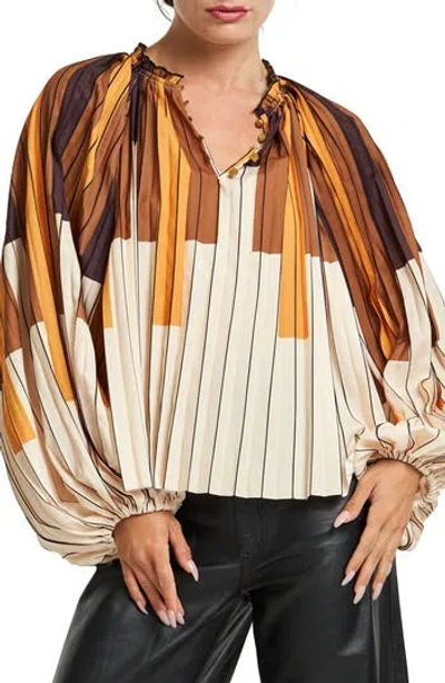 Ciebon Nicolette Printed Top In Brown
