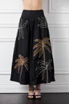 Ciebon Palm Tree Maxi Skirt In Black / Brown In Multi