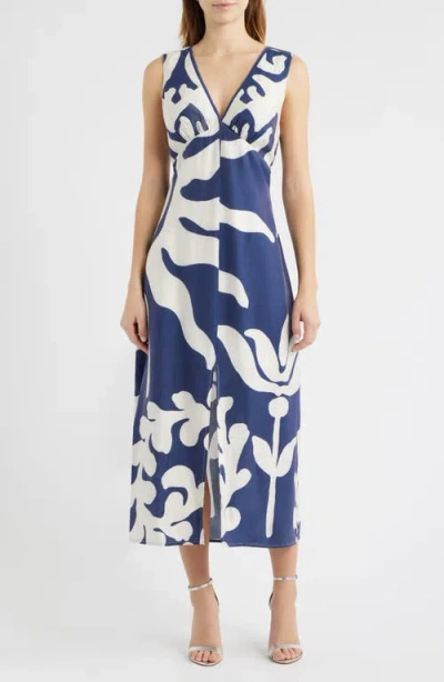 Ciebon Penny Open Back Midi Dress In Blue