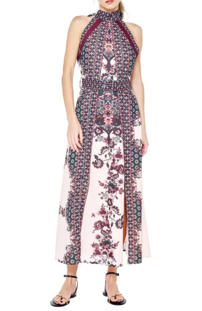 Ciebon Peta Floral Halter Neck Midi Dress In Multi