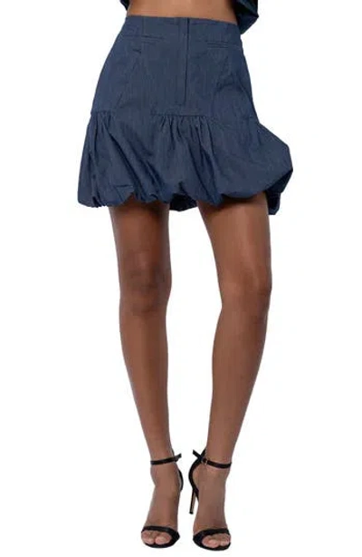 Ciebon Raz Ruffled Faux Denim Miniskirt In Blue