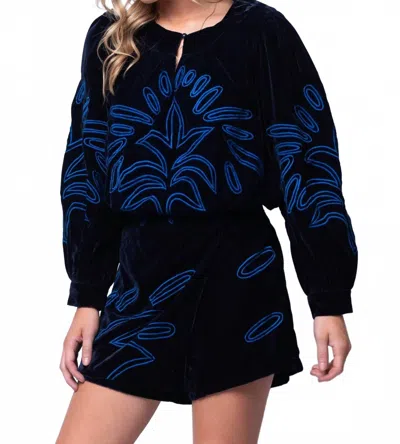 Ciebon Rena Velvet Skort In Blue In Black