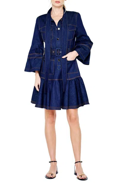 Ciebon Roma Drop Waist Shirtdress In Blue