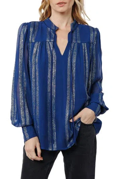 Ciebon Rosalie Split Neck Top In Blue