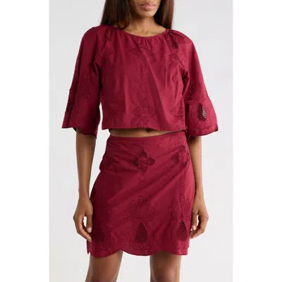Ciebon Roxanne Crop Top In Burgundy