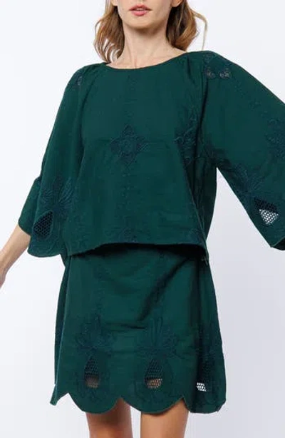 Ciebon Roxanne Embroidered Cotton Top In Green