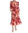 Ciebon Ruched Sleeve Maxi Dress In Red In Red