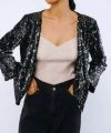 Ciebon Sequin Jacket In Black In Black