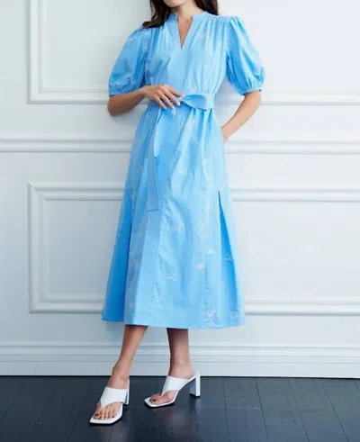 Ciebon Shirly Embroidered Midi Dress In Blue