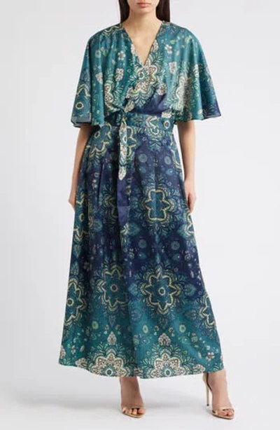Ciebon Shreya Floral Wrap Dress In Green
