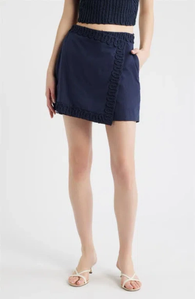 Ciebon Silla Embroidery Detail Cotton Skort In Blue