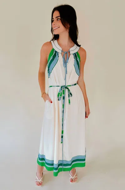 Ciebon Striped Halter Midi Dress In Cream Multi