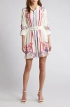 CIEBON SUZETTE MIXED PRINT MINI SHIRTDRESS