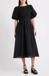 Ciebon Tahia Textured Midi Dress In Black