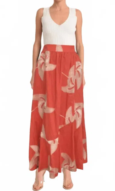 Ciebon Teyan Embroidered Skirt In Terracotta