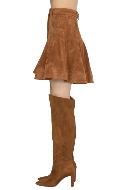Ciebon Tiffany Faux Suede Skirt In Brown