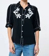 Ciebon Unna Embroidered Button Down In Black In Black