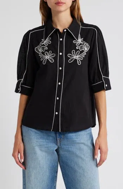 Ciebon Unna Piped Shirt In Black